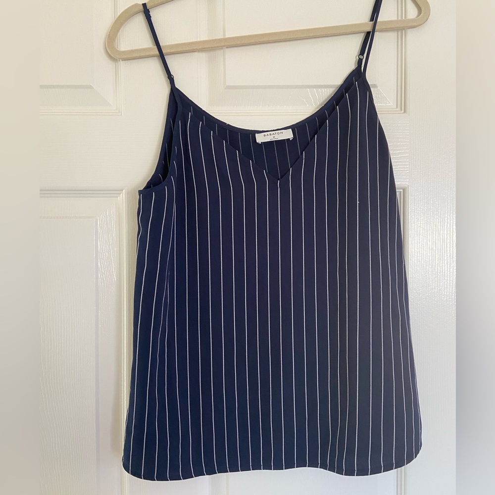 Babaton Navy Pinstripe Everly Tank